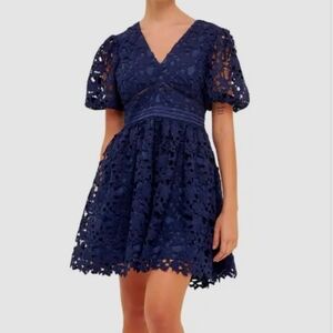 Endless Rose Navy Lace Mini Dress
